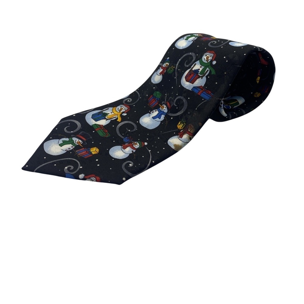 Hallmark Yule Tie Greetings Mens Snowman Necktie Polyester Christmas